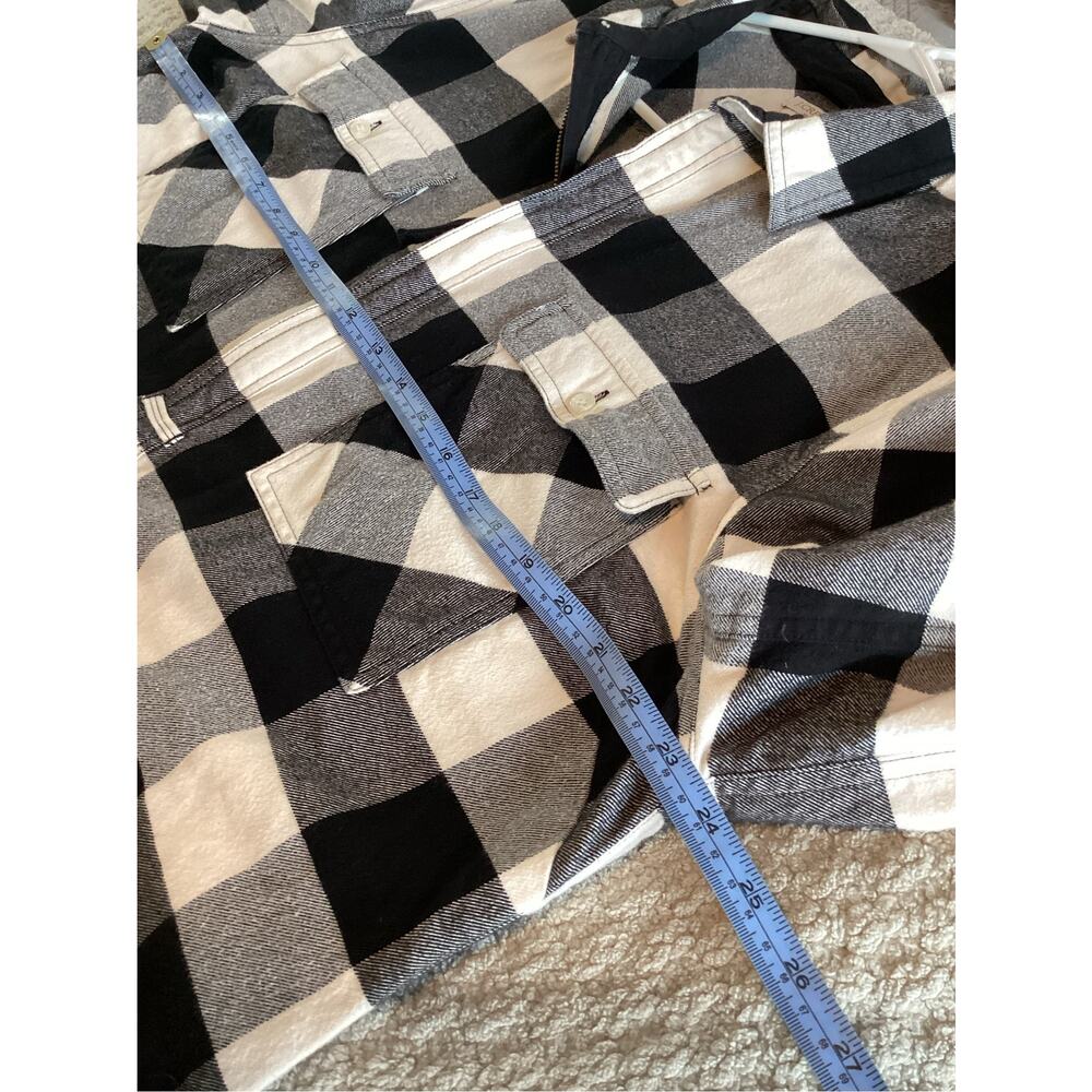 J.Crew Buffalo Plaid Flannel Half Zip Pullover Shirt Jacket Black White Size XL - Picture 8 of 10